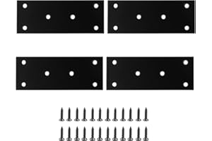 Murtenze 4Pcs 5.1 x 1.96 inch Black Flat Mending Plate,Metal Bracket with Holes, Straight Steel Brace Fixing Joining Plate fo