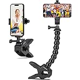 Sametop Phone Holder Clamp Mount Gooseneck Clip Cell Phone Stand for Desk Pole Compatible with iPhone 16 15 14 Pro Max Plus 1