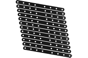 DIAMOND BRAND 12 PCS Black Straight Braces, Cast Iron 250MM X 20MM X 3MM Heavy Duty Corner Braces for Wood, Mending Plate Con