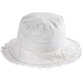 WLLHYF Bucket Hats Wide Brim Cotton Sun Hats for Women Summer Outdoor Travel Beach Sun Hat UPF 50+