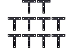 FarBoat 10Pcs T Flat Brace Brackets 3.15-Inch Mending Repairing Fixing Furniture Joint Connector Support (Black)