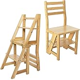 FEFE® Bamboo Folding Fold Up Library Step Ladder Chair Home Kitchen Office Restaurant