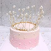 AMFIN® Happy Birthday Cake Topper Crown for Birthday Kids, Cake Flags Supplies - White_Gold