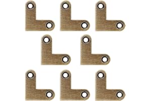 Tiazza 8Pcs Antique L Shape Brass Flat Corner Bracket Joint Flat Corner Brace Plate Support Drawer Fixed Corner Code (Antique