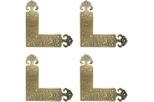 Tiazza 4Pcs Antique Embossing Brass Decorative Corner Protectors Braces Classical Furniture Tables and Chairs Cabinet Corner 