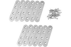 Karcy Flat Straight Brace Bracket Repair Plate with Screws 72x17mm/2.8x0.7" Thicken Stainless Steel 10pcs