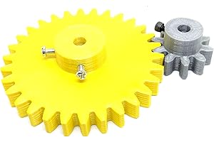 INVENTO 1pcs 3D Printed Plastic Spur Gear 10 Teeth (30mm dia) +30 Teeth (80mm dia), 10mm Width, 5mm hole, 2.5 Module for DIY 