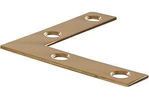 The Hillman Group 851101 2" Solid Brass Flat Corner Iron - Bright Brass Finish 4-Pack