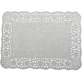 LJY 100 Pieces White Lace Rectangle Paper Doilies Cake Packaging Pads Wedding Tableware Decoration (8 x 12 inch)