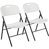 Amazon Basics Foldable Portable Plastic Chair, 350-Pound Capacity, White, 2-Pack