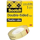 Scotch Ruban Adhésif Double-Face - Transparent, 1 Rouleau, 12 mm x 22,8 m - Idéal pour le Bureau et l'École