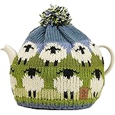 Pachamama Handknitted Medium 4-6 Cup 1.2L Wool Tea Cosy/Teapot Cover - Sheep Pattern Insulated Handmade Fair Trade Multicolou