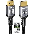 Sniokco 8K HDMI 2.1 Cable 6.6FT, Certified 48Gbps Ultra High Speed Braided HDMI Cable 2M, Support Dynamic HDR, eARC, Dolby At