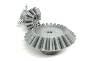 INVENTO 1pcs 3D Printed Plastic Bevel Gear 12 Teeth (33mm dia) + 25 Teeth (66mm dia), 15mm Width, 6mm hole, 2.5 Module for DI