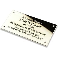 6" x 3" Rectangular solid brass engraved nameplate. Personalised engraved memorial plaque