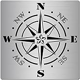 GORGECRAFT 6.3 Inch Metal Compass Rose Stencil Stainless Steel Painting Reusable Template Journal Tool for Painting, Wood Bur