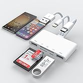 【Apple MFi Certified】 Multi 5-in-1 SD TF Memory Card Reader with SD/Micro SD/SDHC/SDXC/MMC，Lightning+Type C+USB A OTG Adapter