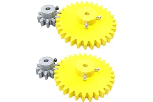 INVENTO 2pcs 3D Printed Plastic Spur Gear 10 Teeth (30mm dia) +30 Teeth (80mm dia), 10mm Width, 6mm hole for DIY Projects