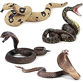 Excefore Realistic Wild Life, 4Pcs Action Model Lifelike Snake Toy Figurines Prank Props Stress Relif Toys Educational Toys B