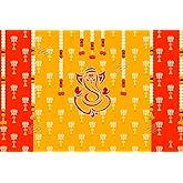 PELLISANDADI Stylish Kamlam Ganesha Backdrop Cloth | for Pooja, Traditional, Background Curtain Cloth | for Festival Fabric (