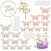 HASTHIP® 20pcs Butterfly Cake Toppers for Cake Decoration, Cute Butterfly Cake Decoration Items Happy Birthday Cake Topper fo