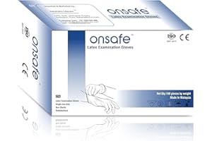 ONSAFE Latex Medical Examination Disposable Powdered Hand Gloves | Non-Sterile Single-Use Gloves for Healthcare, Laboratory, 