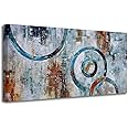 Arjun Abstract Wall Art Geometric Canvas Circle Block Painting Modern Grey Brown Picture, Large Size Simple Artwork Ready to 