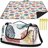 HAUSPROFI Picnic Blanket, 200 x 200 cm, Large Waterproof Picnic Mat with Carry Strap for Camping, Park, Garden, Beach, Outdoo