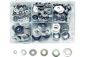 Jaset Innovations Hardware Plain Flat Washers – 3mm to 10mm – White Zinc Plated Assortment Kit – 320 Pieces