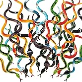 Blulu 24 Pieces Plastic Snakes Rain Forest Snakes Realistic Rubber Snakes Assorted Colorful Fake Snake Toys for Halloween Par