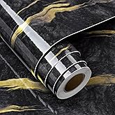 FunStick Black and Gold Wallpaper Marble Waterproof Wallpaper Kitchen Counter Top Vinyl Marble Effect Kitchen Worktop Vinyl W