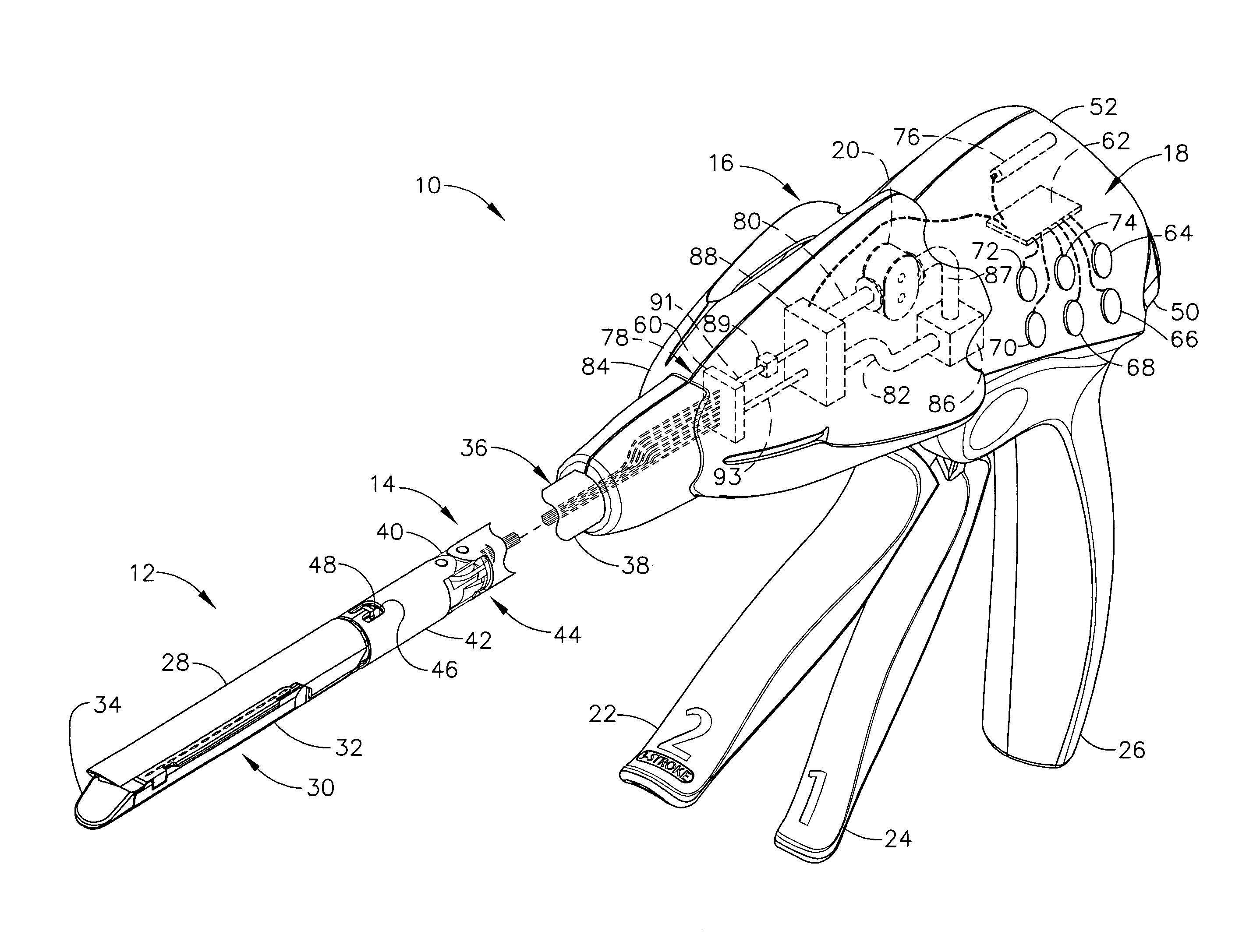 Rotary hydraulic pump actuated multi-stroke surgical instrument