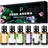 PURE AROMA Essential Oils by 100% Pure Therapeutic Grade Oils kit- Top 6 Aromatherapy Oils Gift Set-6 Pack, 10ML(Eucalyptus, 