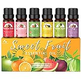 ASAKUKI Fruit Essential Oils Set of 6 x 10ml Aromatherapy Oils for Diffusers - Passion Fruit, Strawberry, Guava, Pineapple, G