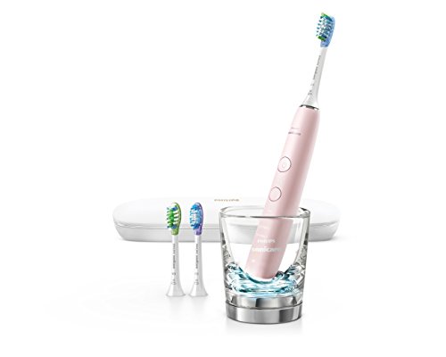 Philips Sonicare DiamondClean Smart 9300 Electric Rechargeable Power Toothbrush, For Complete Oral Care, includes 3 brush heads, glass charger and travel case, Pink