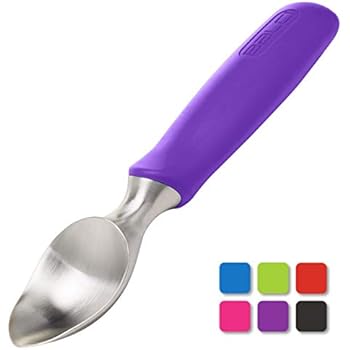 BALCI Ice Cream Scoop - Heavy Duty Stainless Steel Icecream Scooper With Non-Slip Rubber Grip - Professional Metal Ice-Cream Spade For Gelato, Cookie Dough & Pies - Dishwasher Safe - Purple