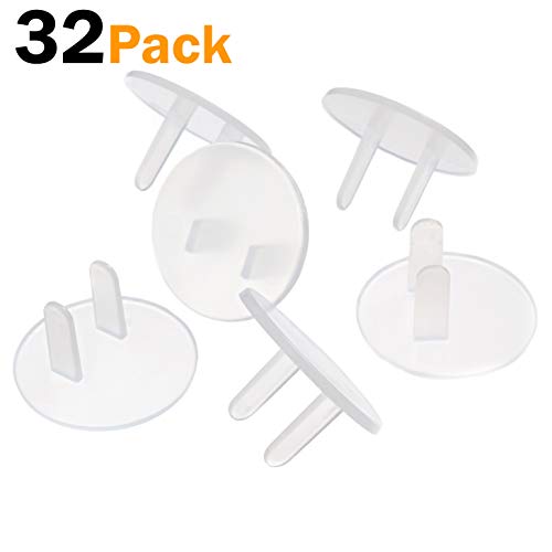 sMailez – Premium Ultra Clear Outlet Plug Covers (32 Pack) Child Proof Electrical Shock Protector Safety Caps