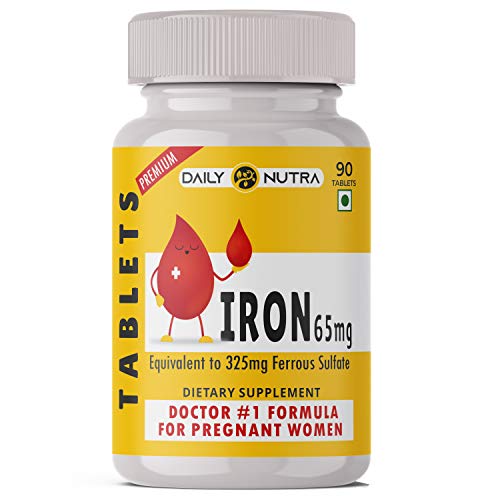 DAILY NUTRA Chelated Iron Ferrous Sulfate with Calcium & folic acid Supplement – 90 Tablet