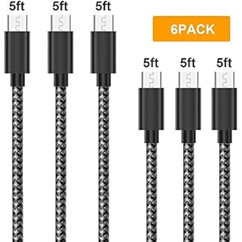 Gopala Micro USB Cable Android Charger [6-Pack 5ft] Nylon Braided Fast Sync&Charging Cord for Android, Samsung, Nexus, LG, HTC, Nokia, Sony, and More