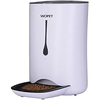 WOPET Automatic Pet Feeder Food Dispenser for Cats and Dogs-Features: Distribution Alarms, Portion Control, Voice Recorder, Programmable Timer for up to 4 Meals per Day