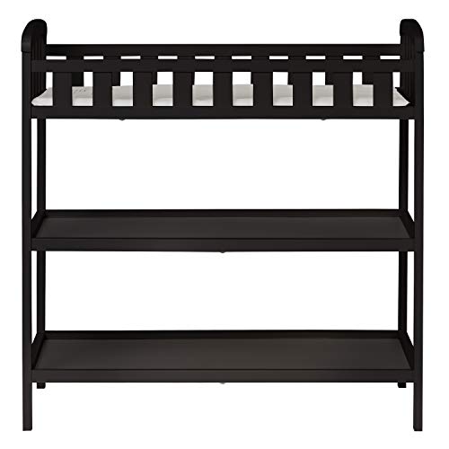 Dream On Me Emily Changing Table In Black, Comes With 1″ Changing Pad, Features Two Shelves, Portable Changing Station, Made Of Sustainable New Zealand Pinewood