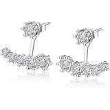 اشتري TomSunlight Ear Jacket Cuff Earrings Set Sterling Silver Front Back 2 in 1 with CZ Pearl في الامارات