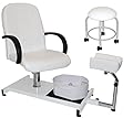 LCL Beauty White Hydraulic Lift Adjustable Pedicure Unit with Easy-Clean Bubble Massage Footbath