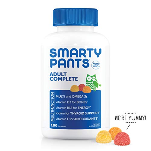 SmartyPants Adult Complete Daily Gummy Vitamins: Gluten Free, Multivitamin & Omega 3 DHA/EPA Fish Oil, Methyl B12, Vitamin D3, Non-GMO, 180 count (30 Day Supply)