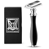 Professional Double Edge Safety Razor -Traditional Twist Open Men Razor Double Edge Blades - Heavyweight Men Shaving Razor with Black Resin Handle