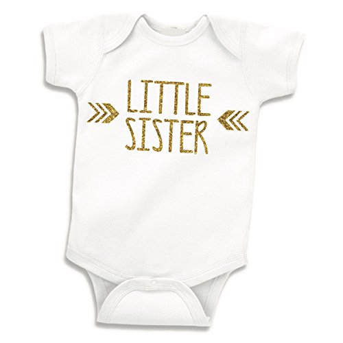 Bump and Beyond Designs Little Sister Shirt, Baby Girl Outfit, Newborn Girl Outfits (0-3 Months),White