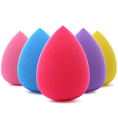 BEAKEY 5 Pcs Makeup Sponge Set Blender Beauty Foundation Blending Sponge, Flawless for Liquid, Cream, and Powder, Multi-colored Makeup Sponges