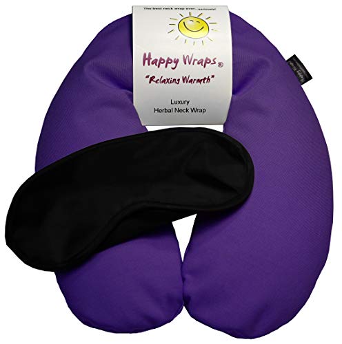 Herbal Neck Wrap Microwavable & Free Gift Sleep Mask | Hot Cold Aromatherapy Heating Pad For Shoulder & Neck Pain Relief Pillow | Stress & Migraine Relief | Heat or Freeze | Happy Wraps (Royal Purple)