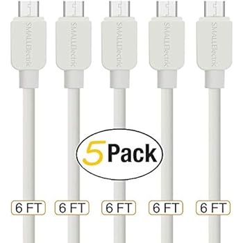 Micro USB Cable Android, SMALLElectric (5-Pack, 6 FT) Long Charger USB to Micro USB Cables High Speed USB2.0 Sync and Charging Cord for Samsung, HTC, Xbox, PS4, Kindle, Nexus, MP3, Tablet and More