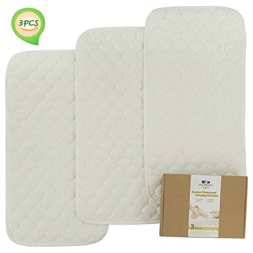 BlueSnail Bamboo Quilted Thicker Waterproof Changing Pad Liners, 3 Count (Snow White)